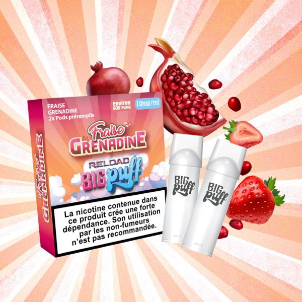 Agrandir Cartouche Fraise Grenadine - Big Puff Reload (Pack 2)